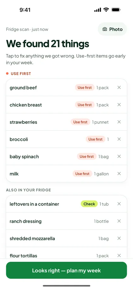 WattaEat: One photo. We list what’s inside and plan your week around it.